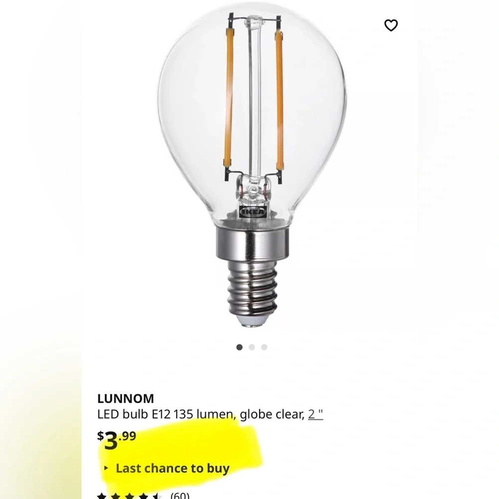 IKEA LUNNOM LED Bulbs - set of 6 across three sizes - item “last chance to buy”